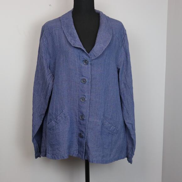 FLAX linen blazer with round collar size M - Picture 1 of 5